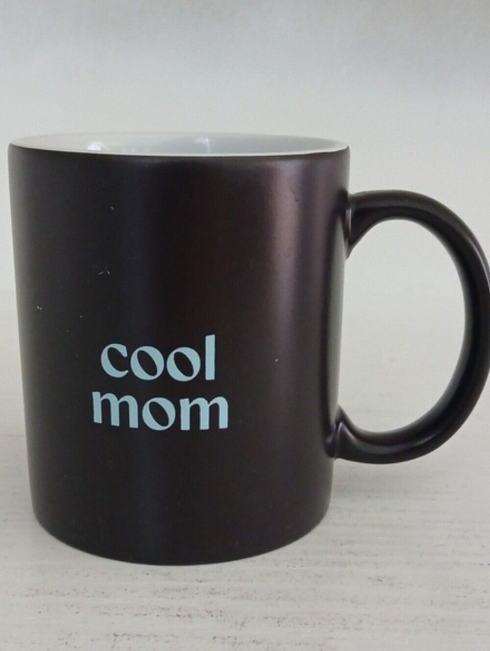 Cool Mom Black Ceramic Mug with Light Blue Text